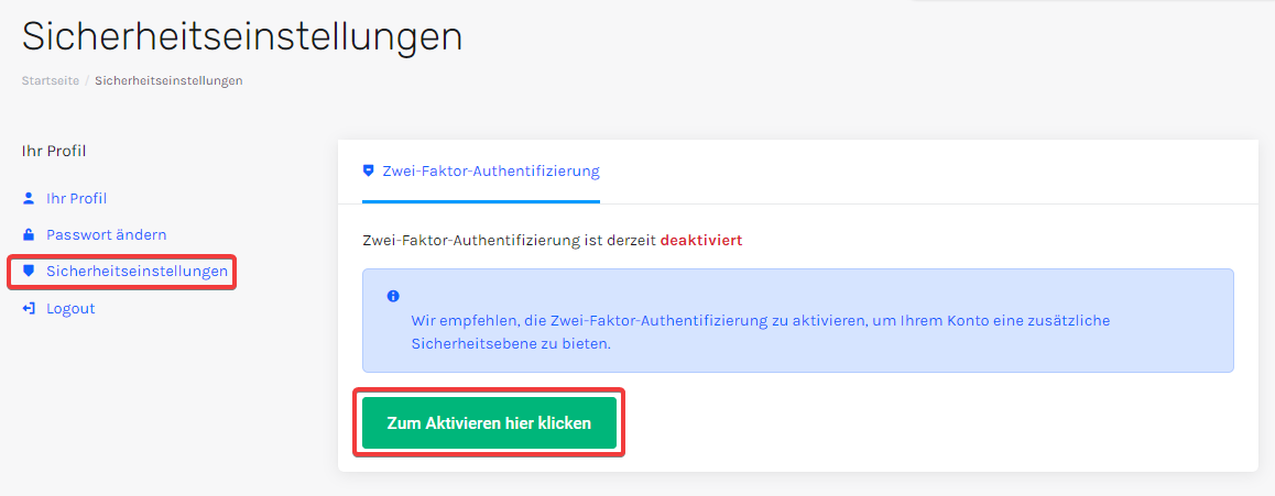 My Cloud86: Security Settings, enable 2FA (DE).png