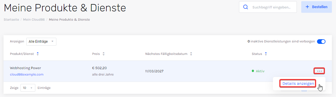 My Cloud86: My Services, view details (DE).png