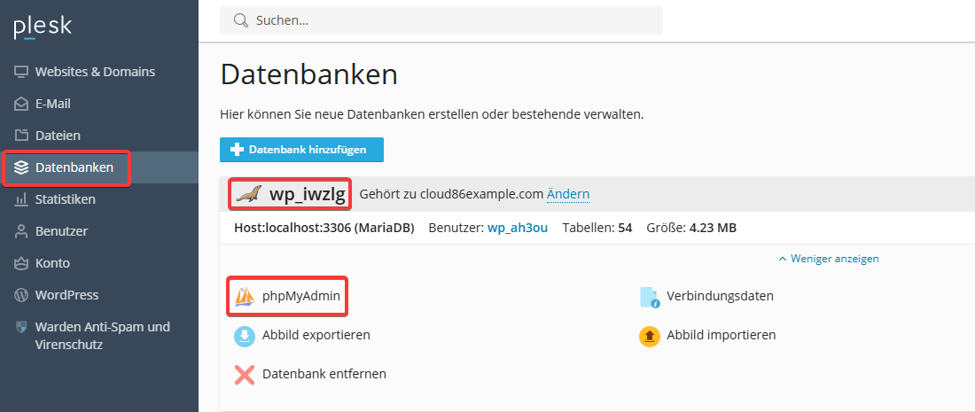 Plesk: Database, phpMyAdmin (DE).png