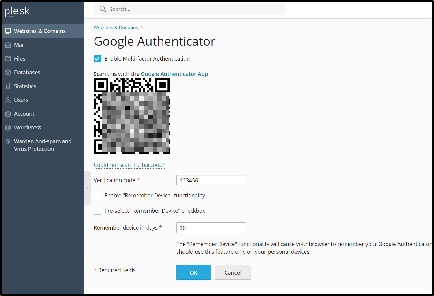 EN Plesk_ login, Google Authenticator setup.png
