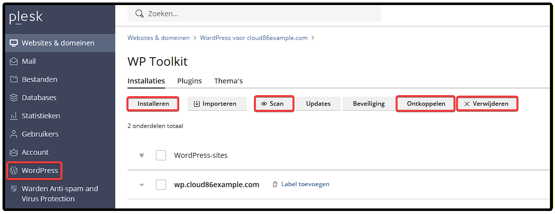 NL Plesk, WP Toolkit, Install, scan, detach, remove.png